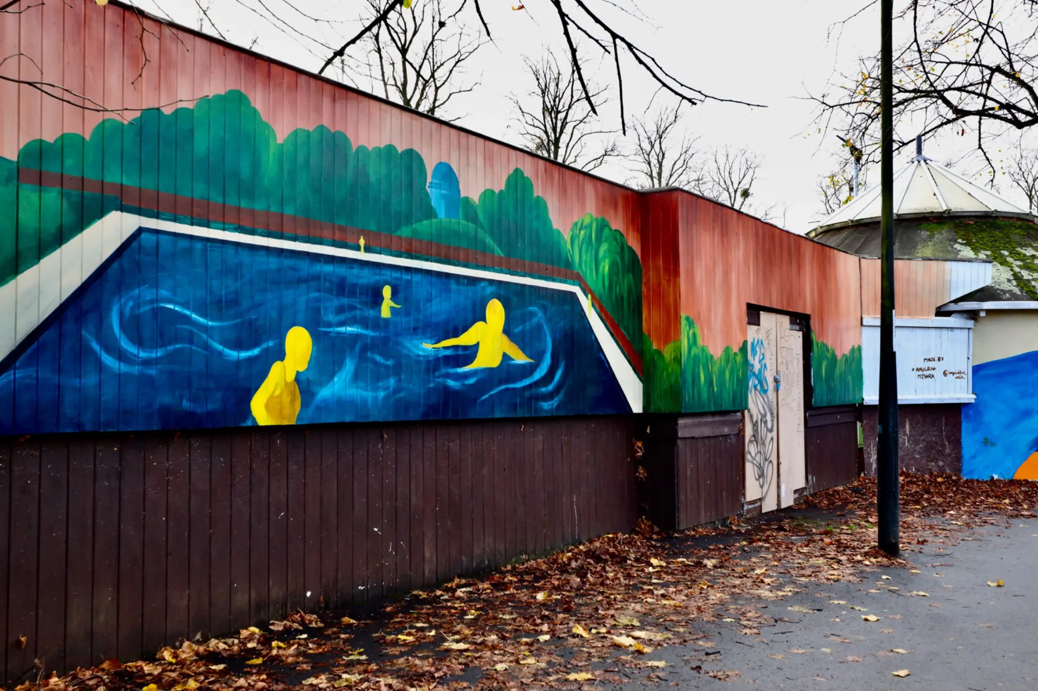 Pool section of The Human Current seen along the Jesus Green Lido path